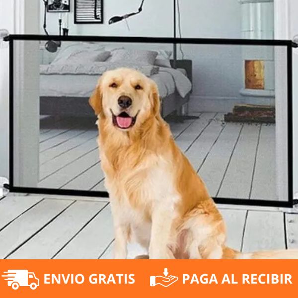 Puerta Mágica de Seguridad para Mascotas y Bebés – Malla Resistente, Plegable y Fácil de Instalar