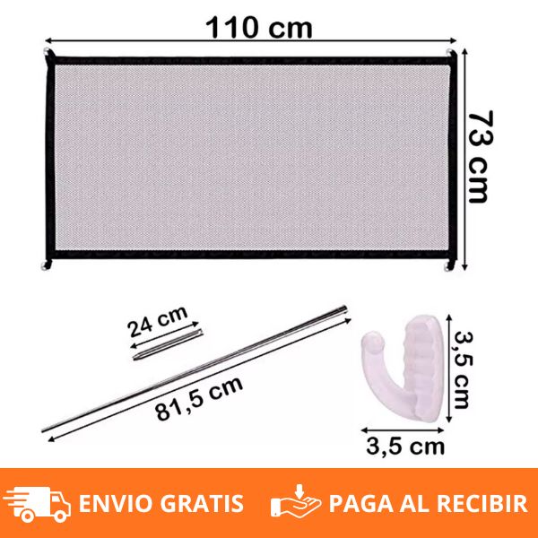 Puerta Mágica de Seguridad para Mascotas y Bebés – Malla Resistente, Plegable y Fácil de Instalar
